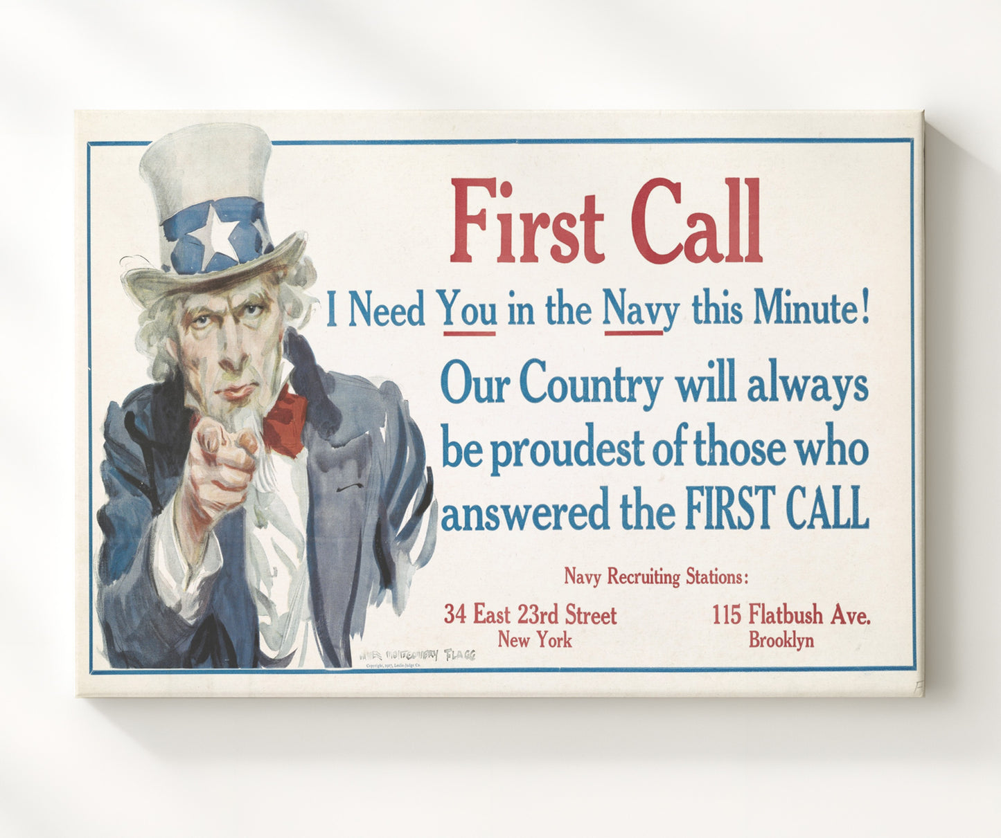 First Call - Uncle Sam's Dial Tone war poster wall art 20x24 Canvas