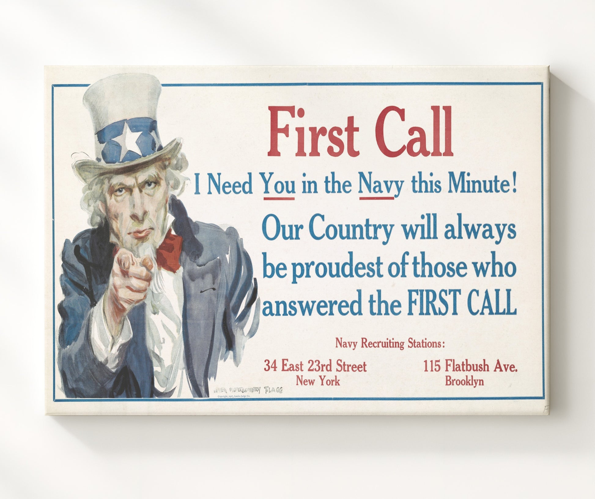 First Call - Uncle Sam's Dial Tone war poster wall art 20x24 Canvas