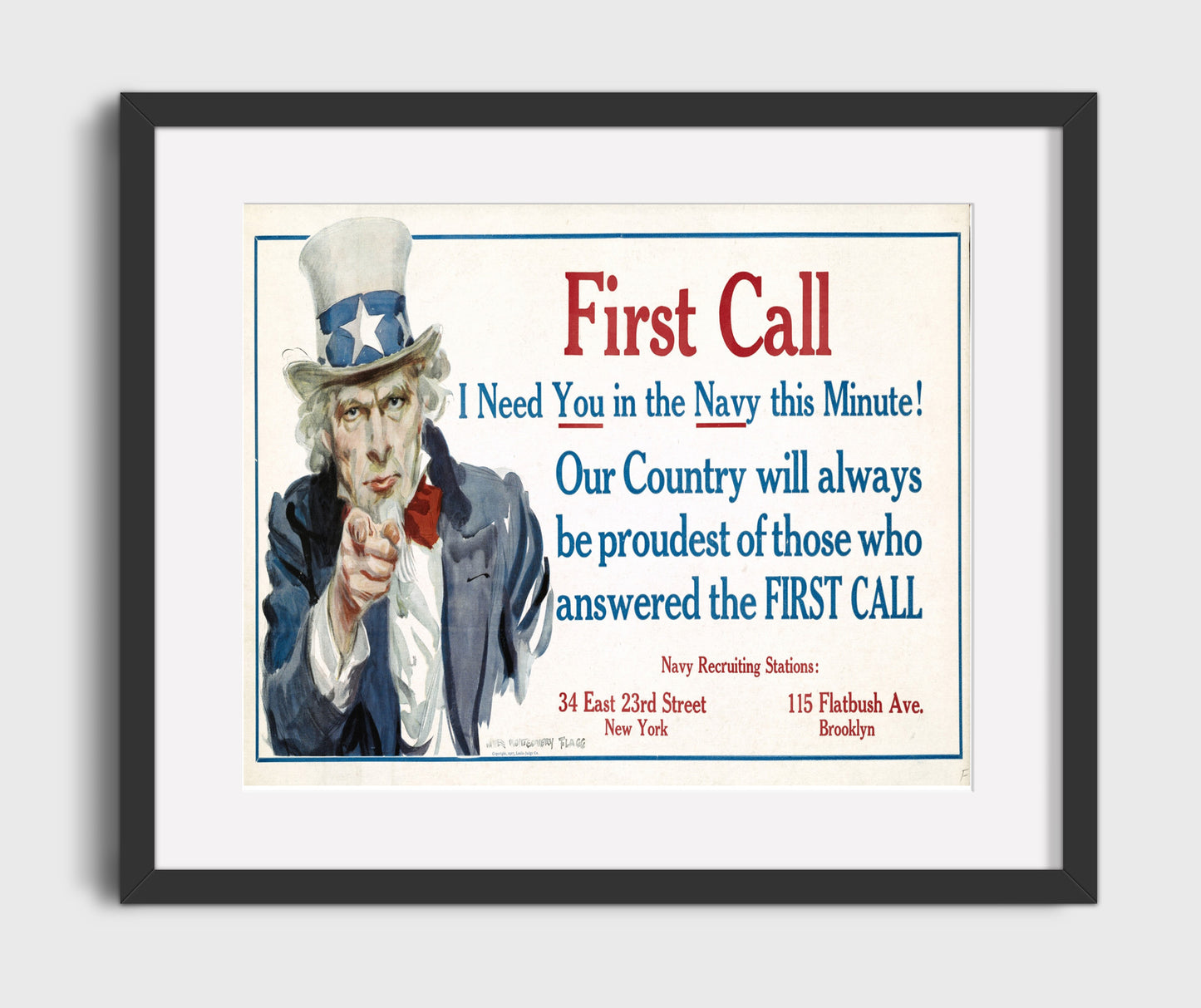 First Call - Uncle Sam's Dial Tone war poster wall art 16x20 Gallery Frame