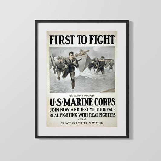 Vintage War Poster - First to Fight US Marine Corps