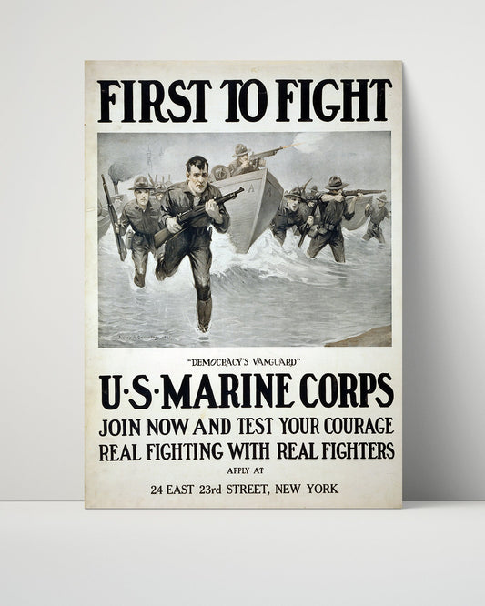 Vintage War Poster Unframed- First to Fight US Marine Corps