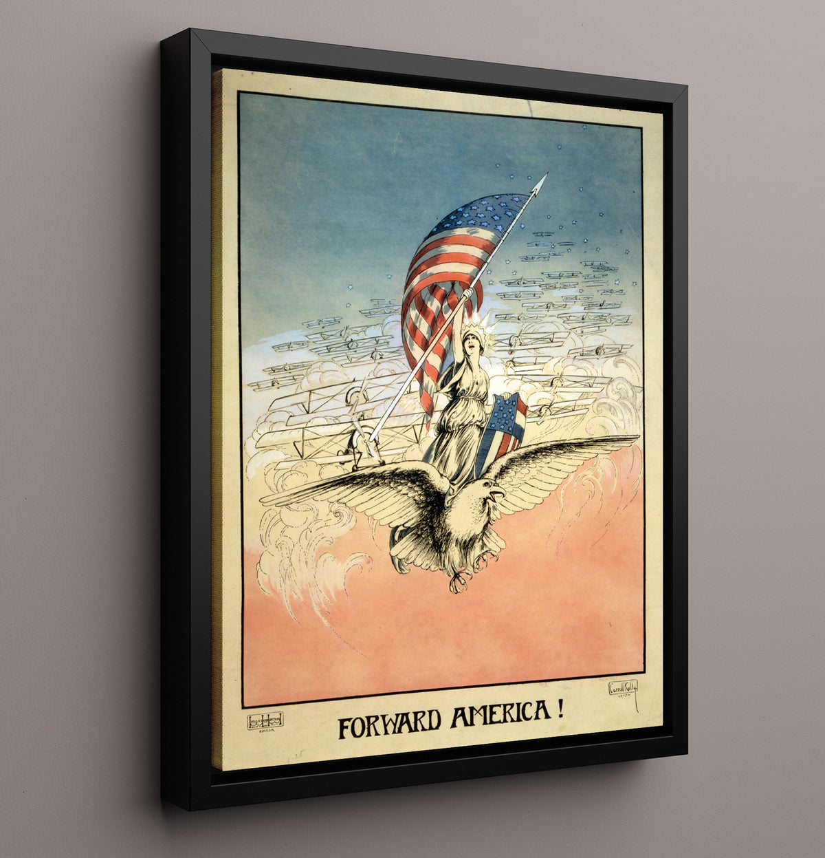 Forward America World War I - Framed Canvas