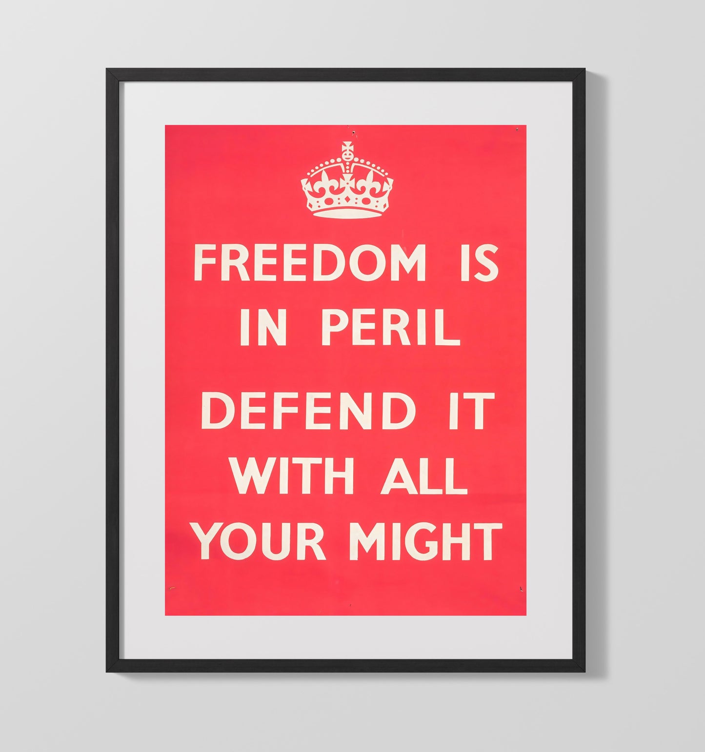 Vintage War Poster - Freedom In Peril - Defend Mightily Vintage War Wall Art - 16x20 Gallery Frame