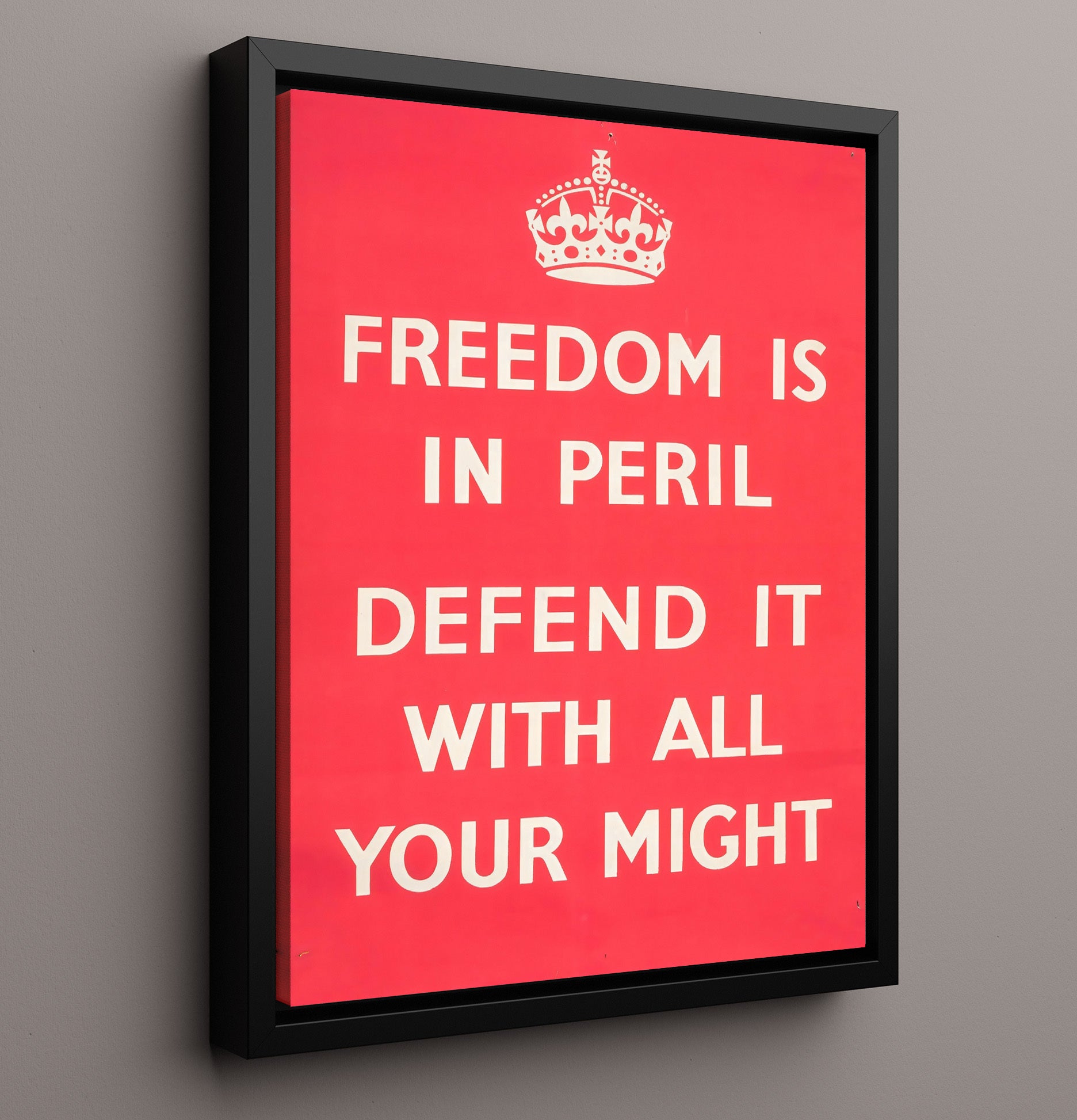 Vintage War Poster - Freedom In Peril - Defend Mightily Vintage War Wall Art - 16x20 Framed Canvas