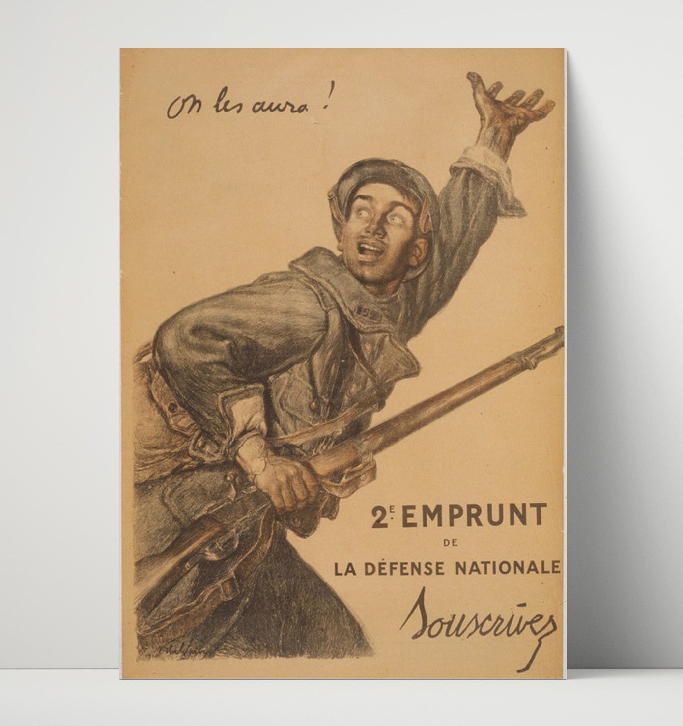 French Soldier Charge - Onward war poster wall art 16x20 Unframed Print