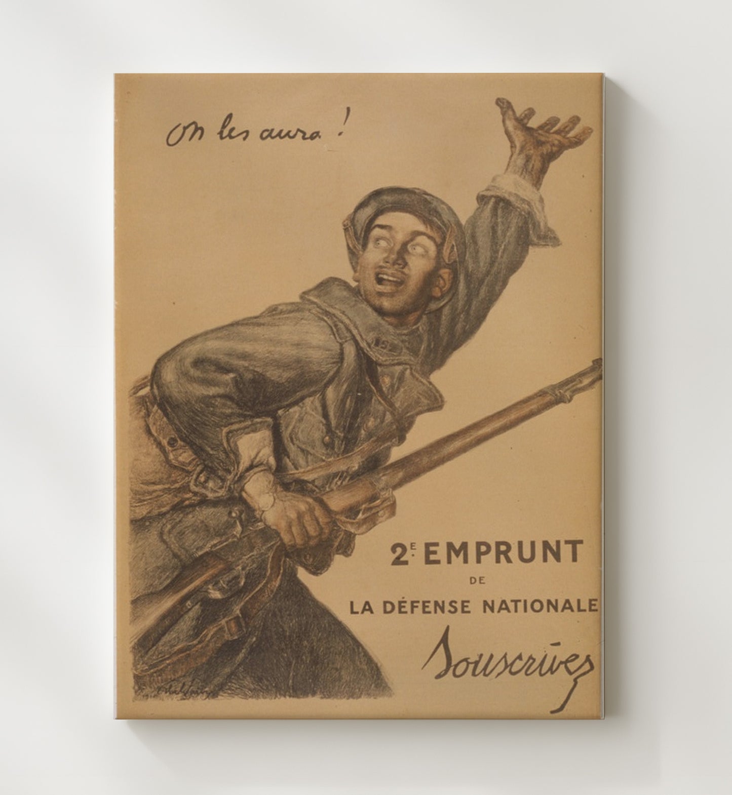 French Soldier Charge - Onward war poster wall art 20x24 Canvas