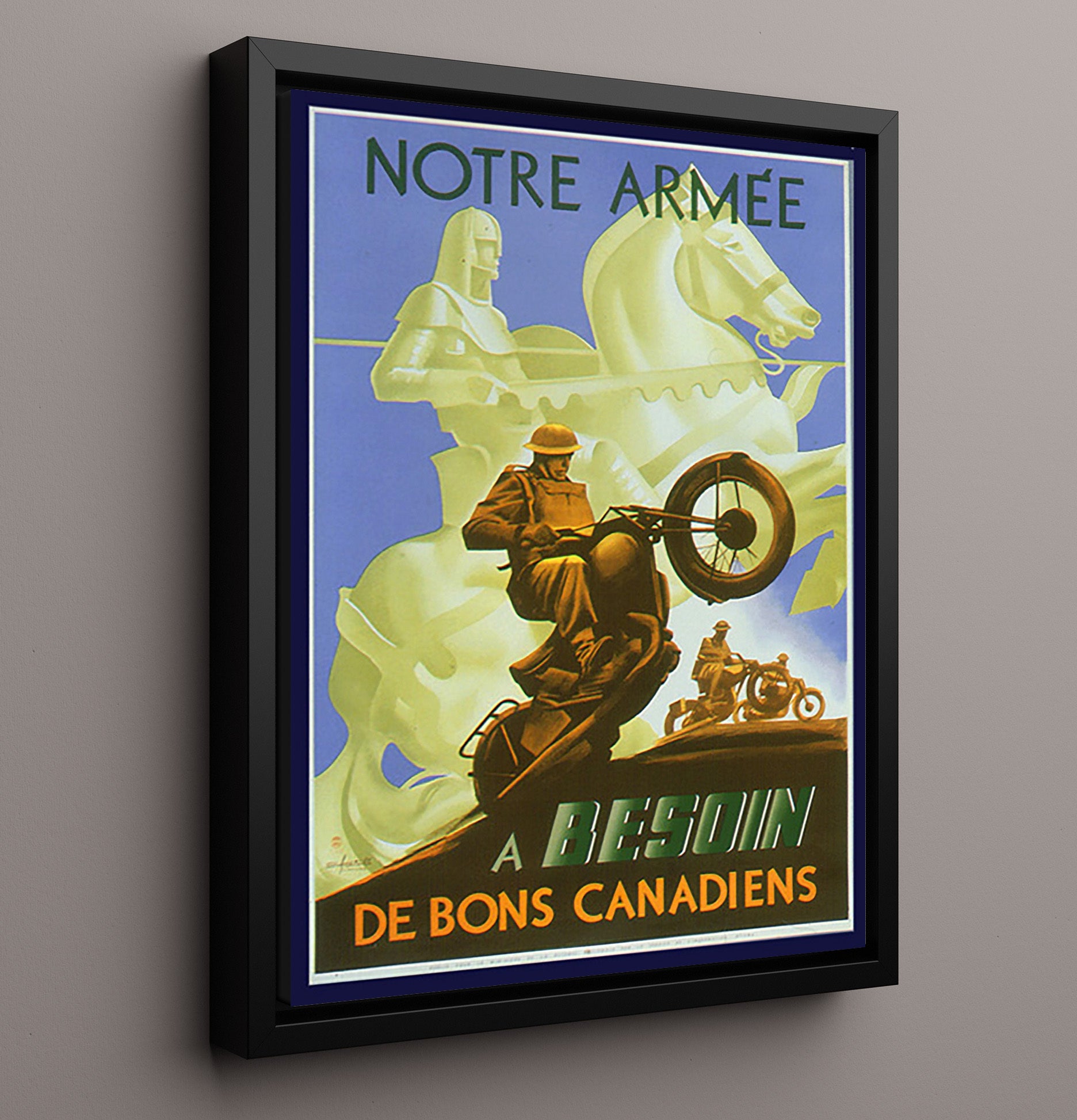 Vintage War Poster - French Victory Bonds - Fire of Freedom Vintage War Wall Art - 16x20 Framed Canvas