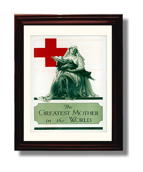 Vintage War Poster - Greatest Mother In The World Vintage War Wall Art - 8x10 Beveled Frame
