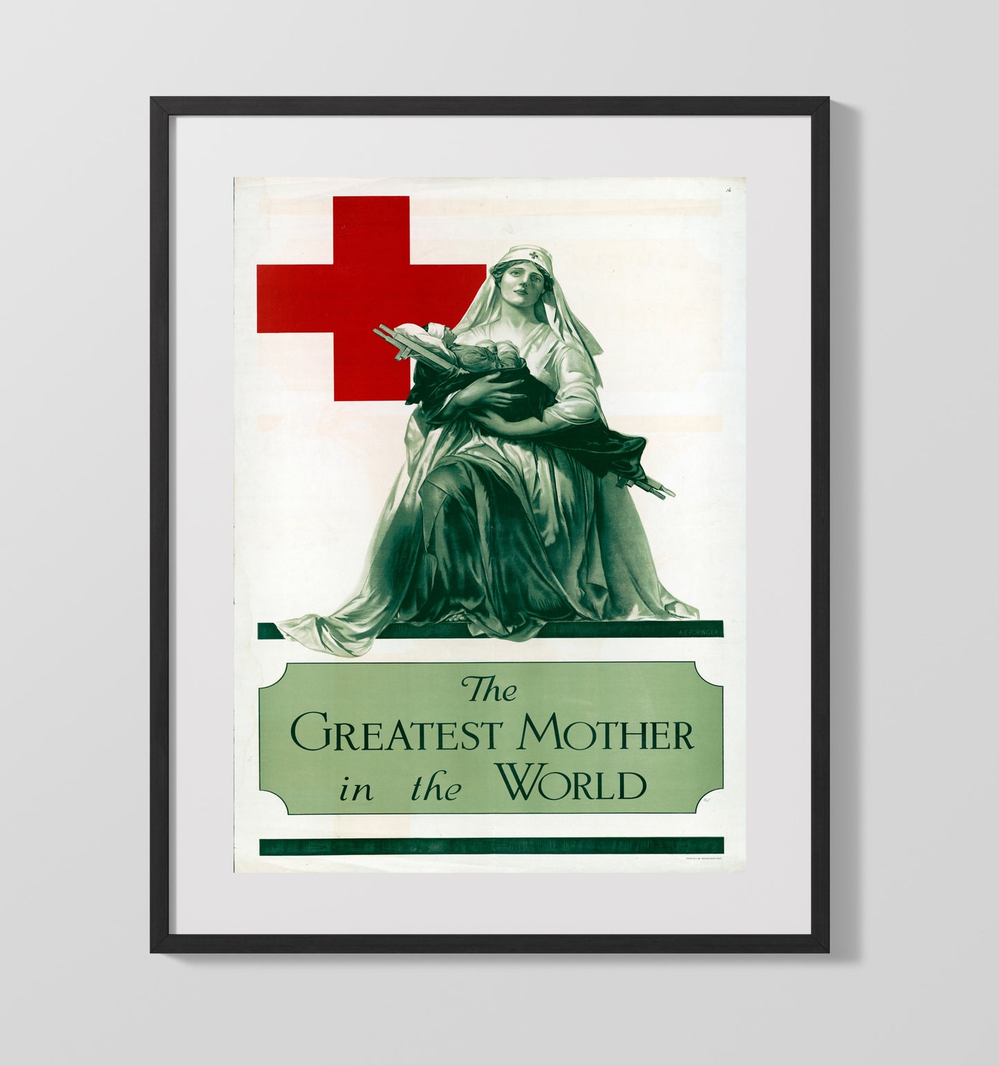 Vintage War Poster - Greatest Mother In The World Vintage War Wall Art - 16x20 Gallery Frame