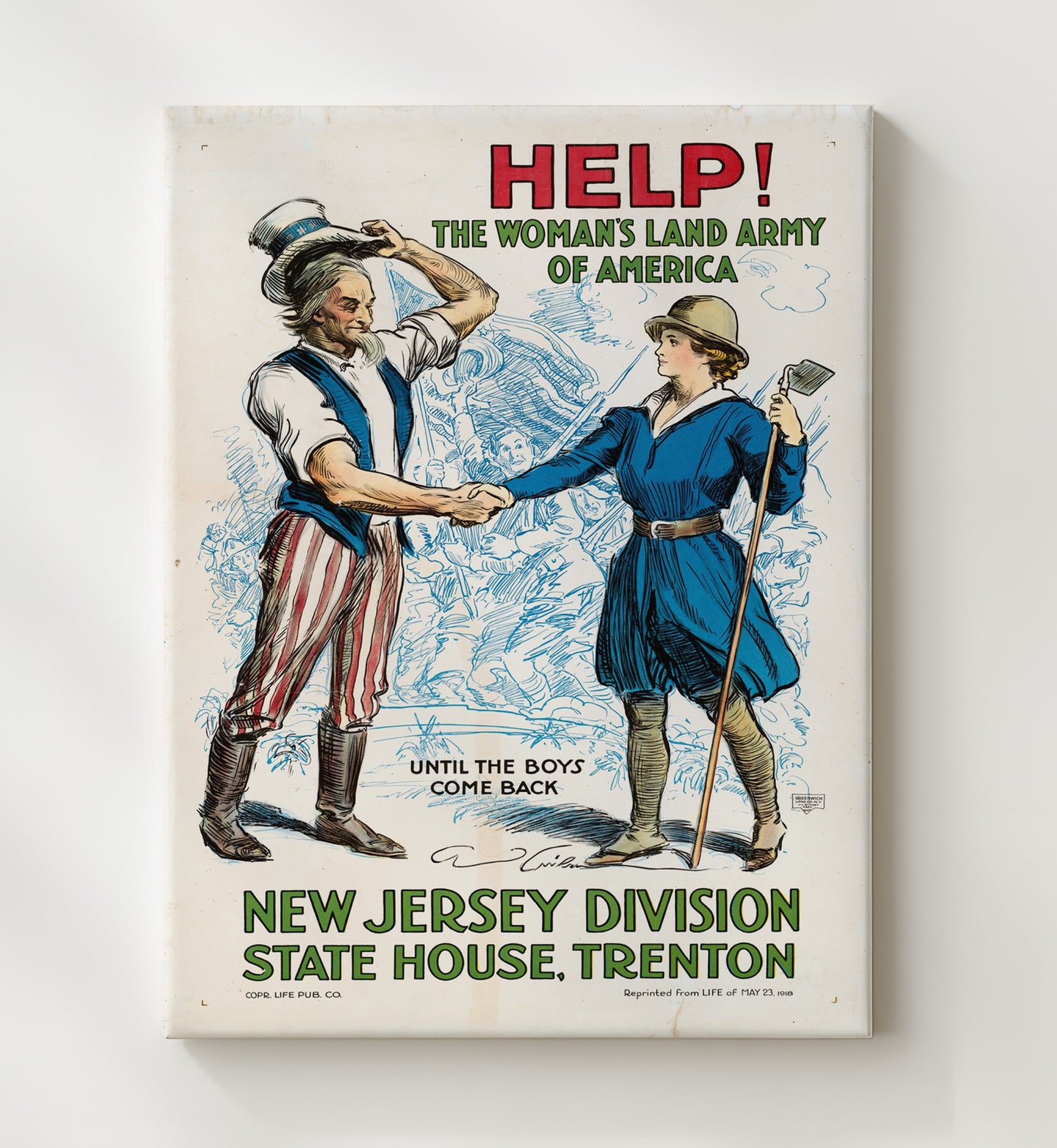 Help The Women's Land war poster wall art 20x24 Canvas