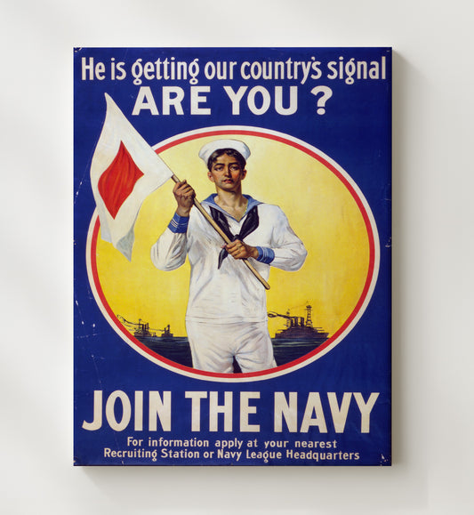 He's Getting Our Country's Signal Join the Navy vintage war poster canvas wall art 20x24 Canvas