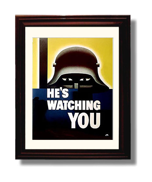 He's Watching You - Shadow Spy war poster wall art 8x10 Beveled Frame