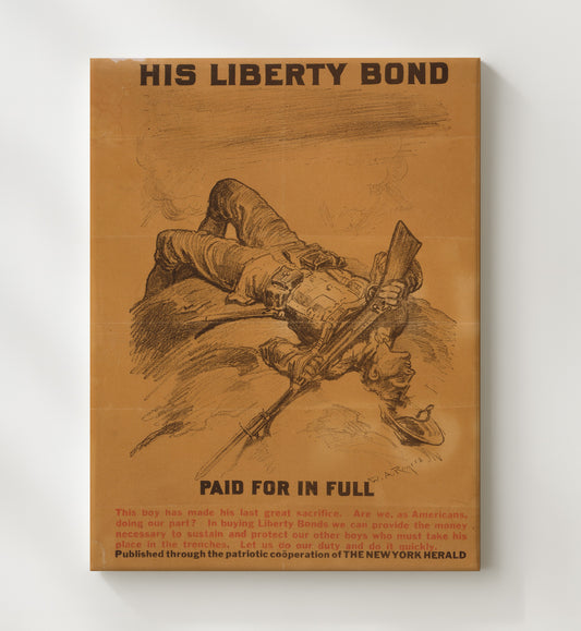 His Liberty Bond Paid In Full vintage war poster canvas wall art 20x24 Canvas