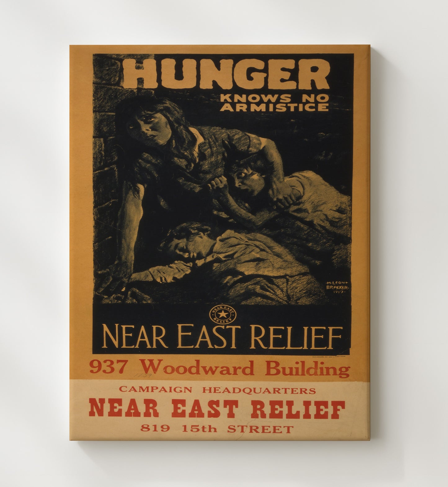 Hunger Knows No Armistice war poster wall art 20x24 Canvas