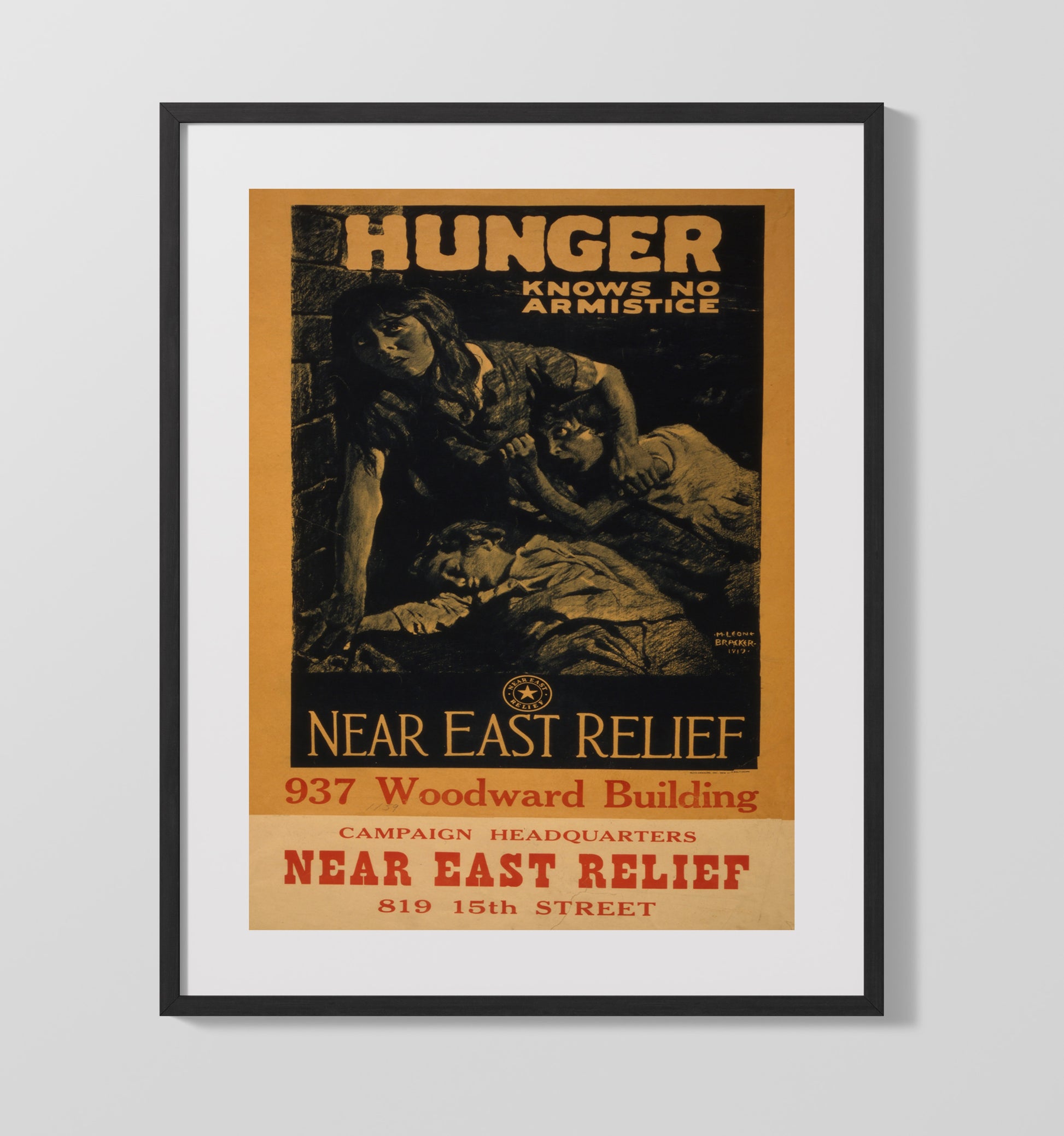 Hunger Knows No Armistice war poster wall art 16x20 Gallery Frame