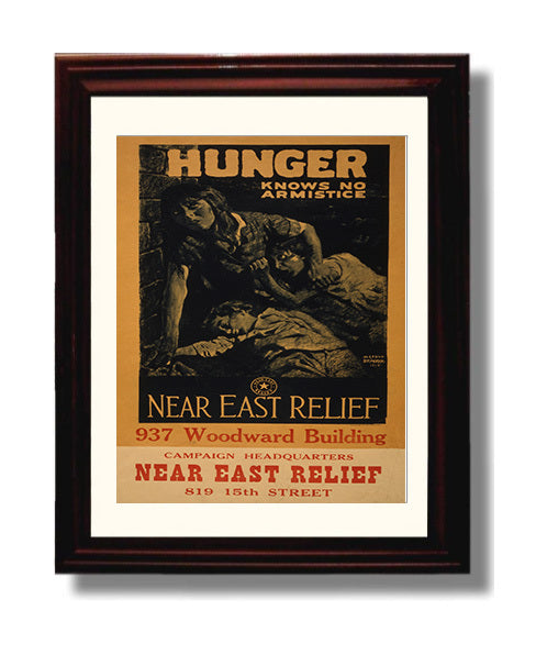 Hunger Knows No Armistice war poster wall art 8x10 Beveled Frame