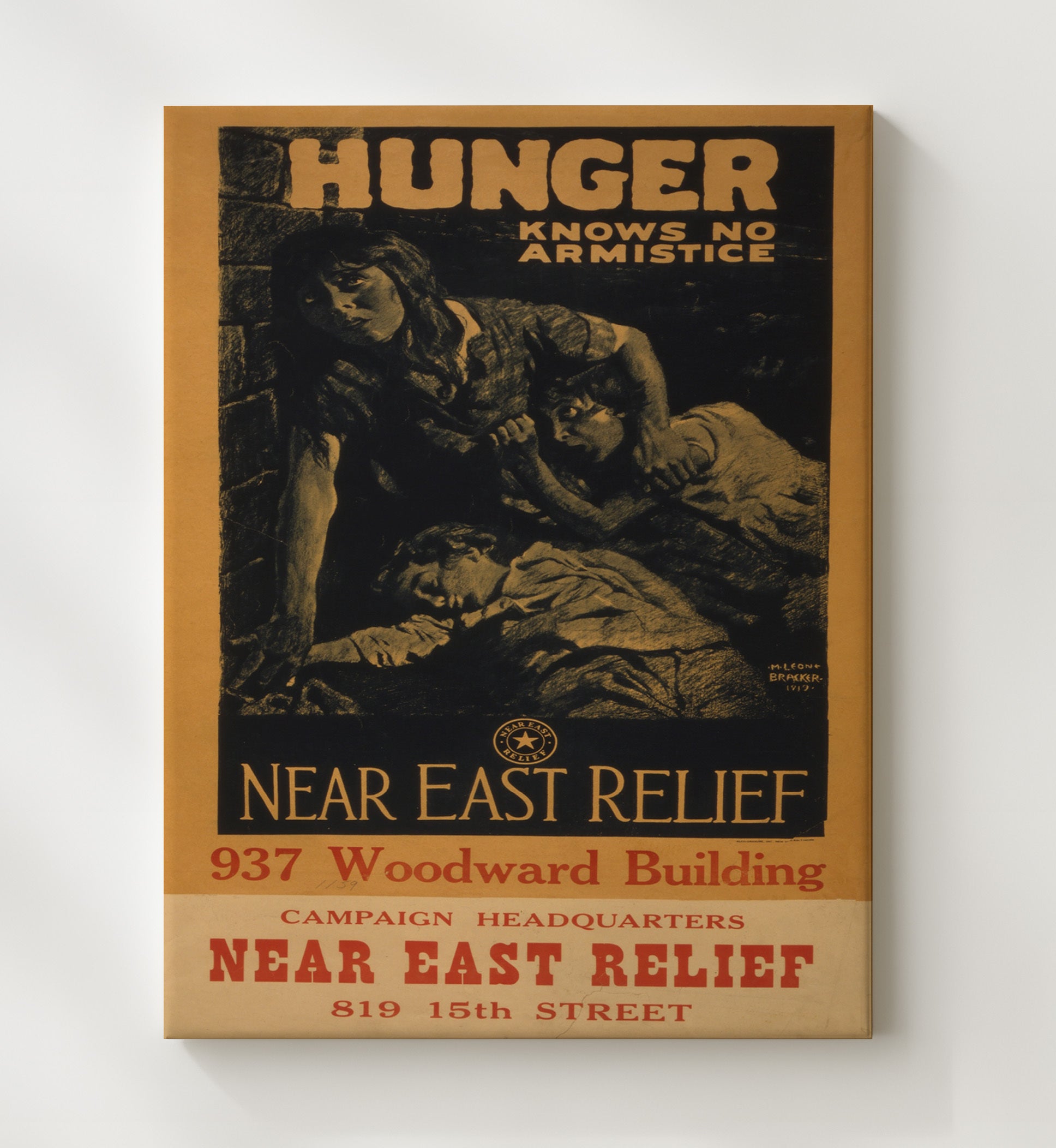 Vintage War Poster - Hunger Knows No Armistice Vintage War Wall Art - 20x24 Canvas