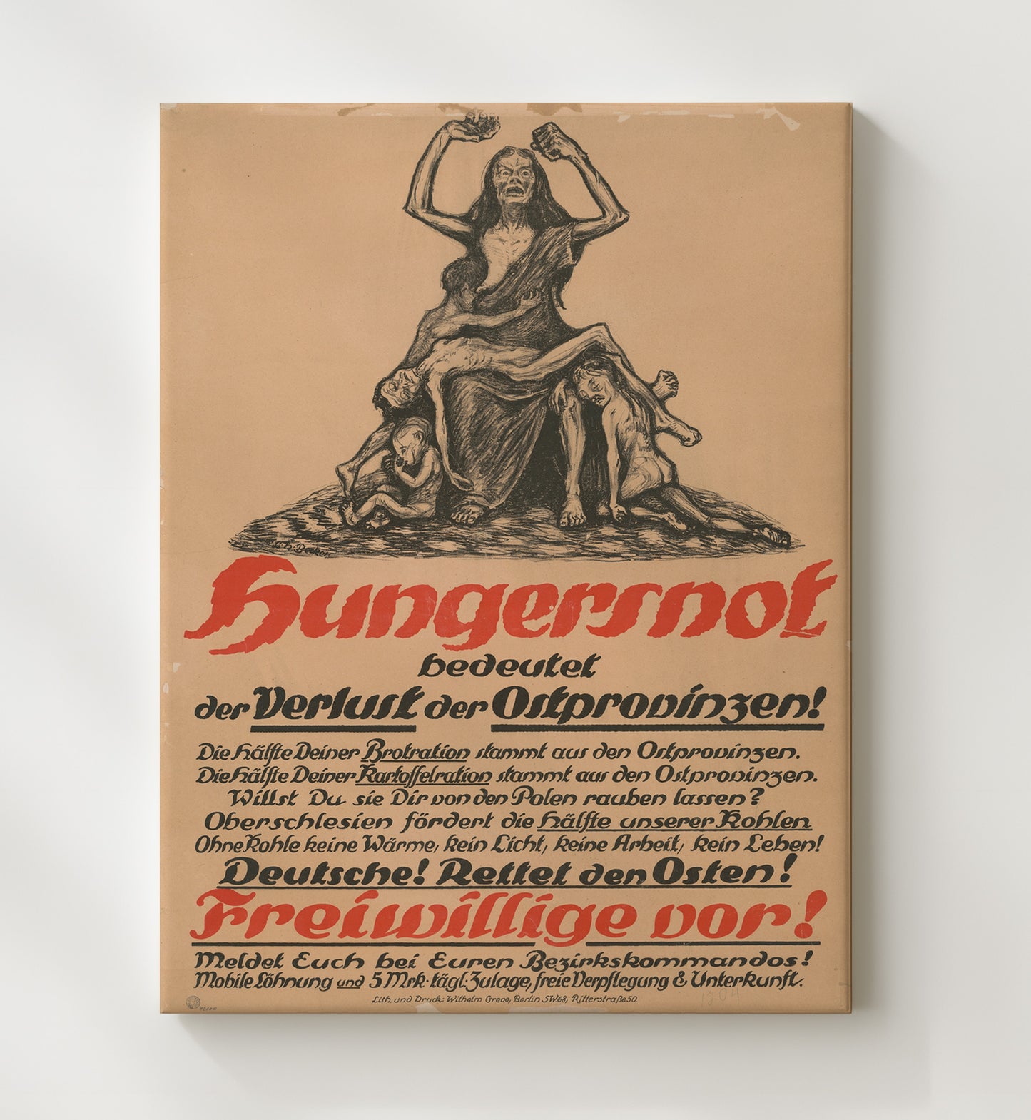 Hungernot vintage war canvas 20x24