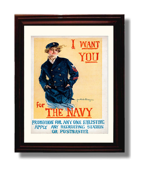 I Want You for the Navy war poster wall art 8x10 Beveled Frame