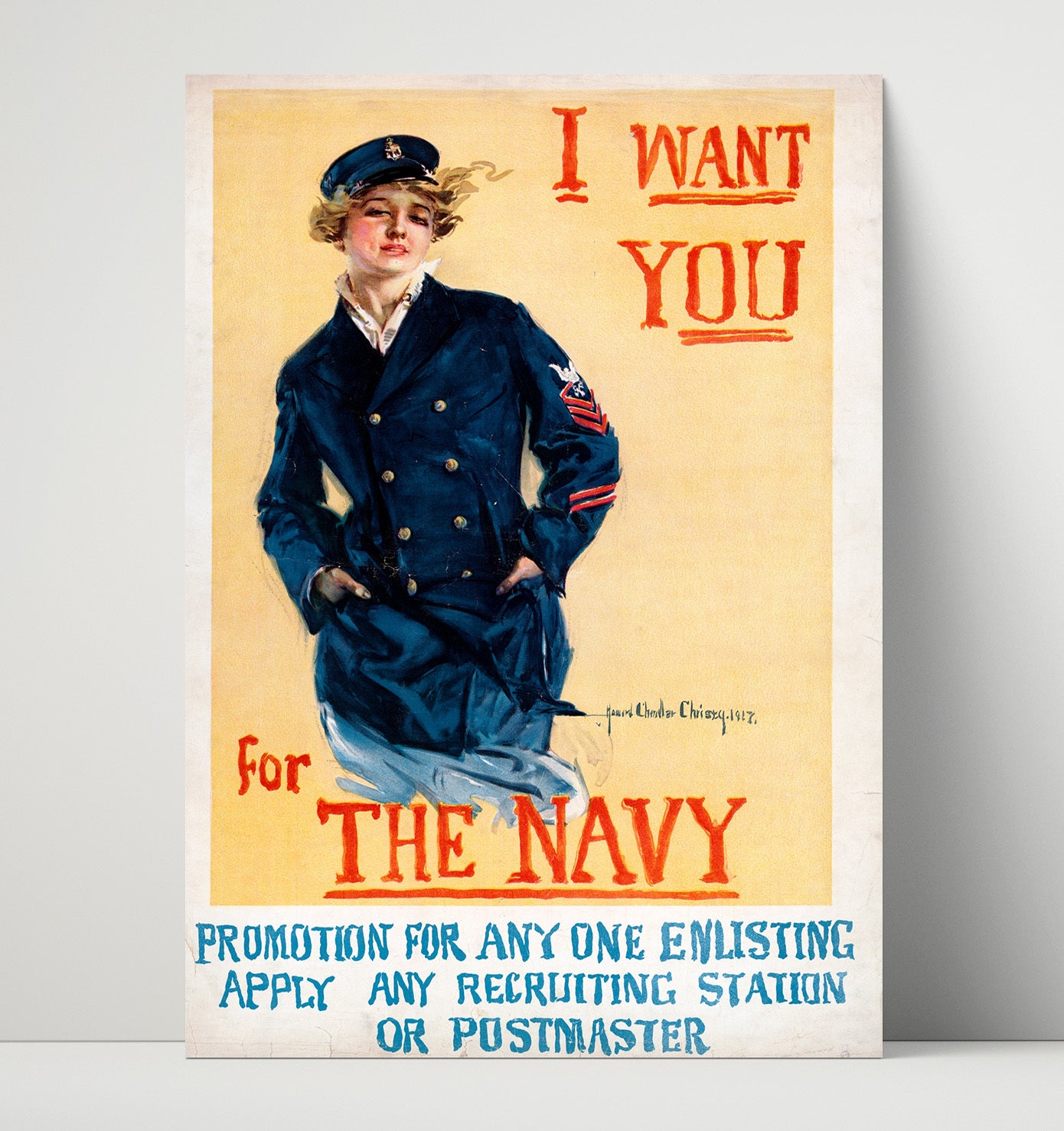 Vintage War Poster - I Want You for the Navy Vintage War Wall Art - 16x20 Unframed Print