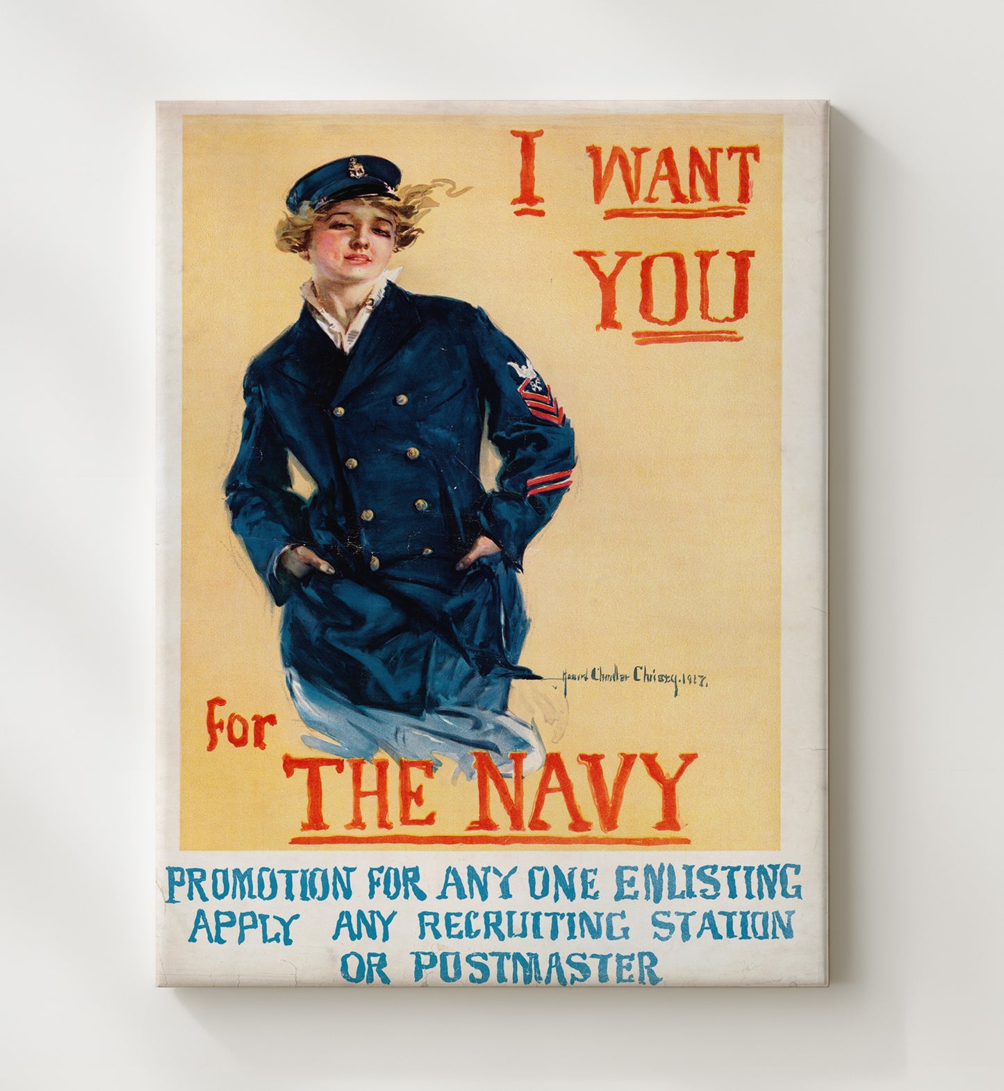 I Want You for the Navy war poster wall art 20x24 Canvas