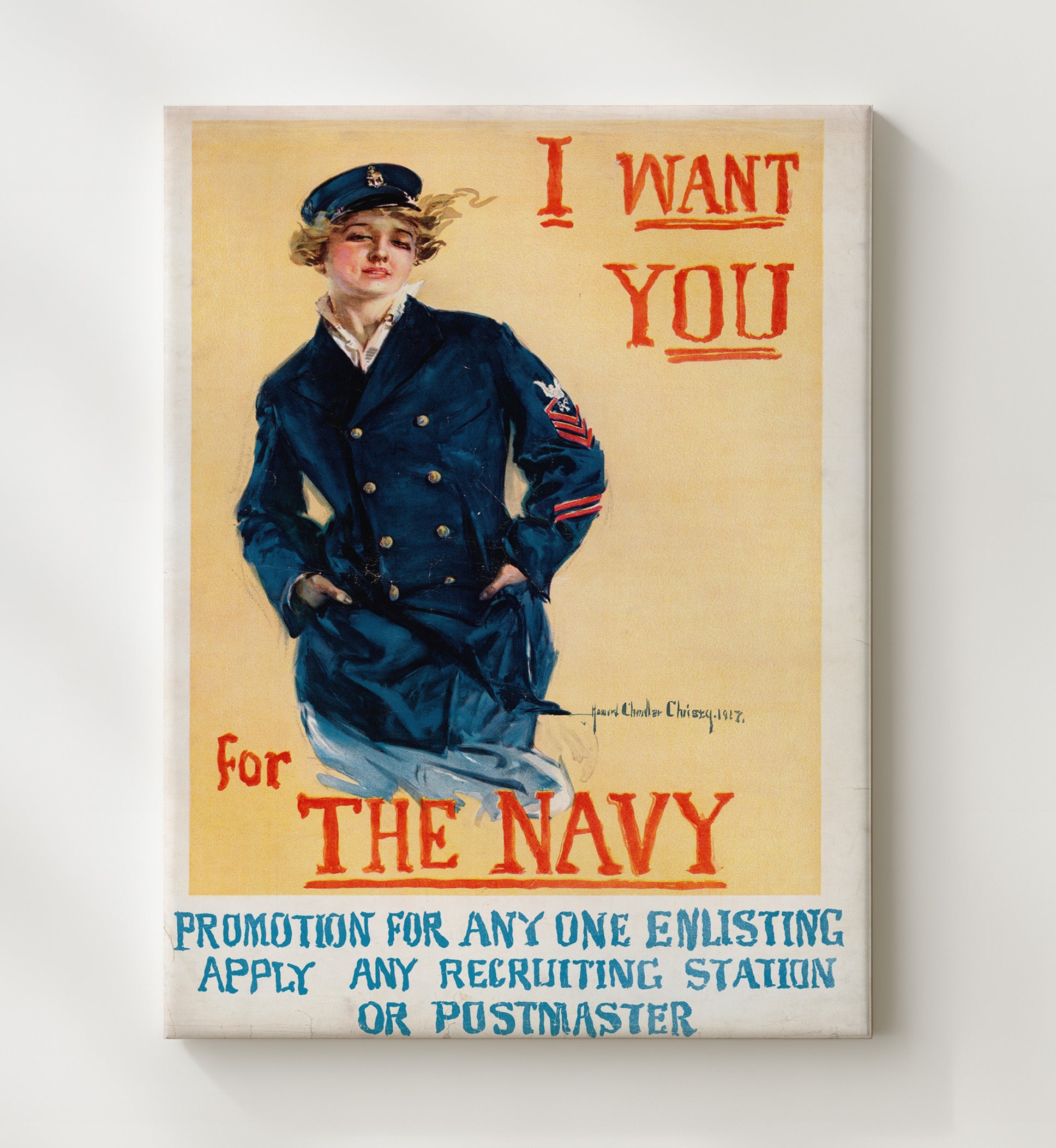 I Want You for the Navy war poster wall art 20x24 Canvas