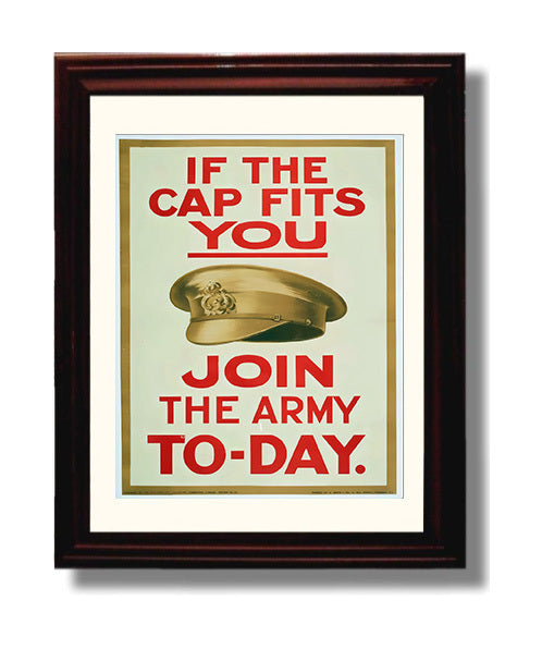 If The Cap Fits - Join Up Today war poster wall art 8x10 Beveled Frame