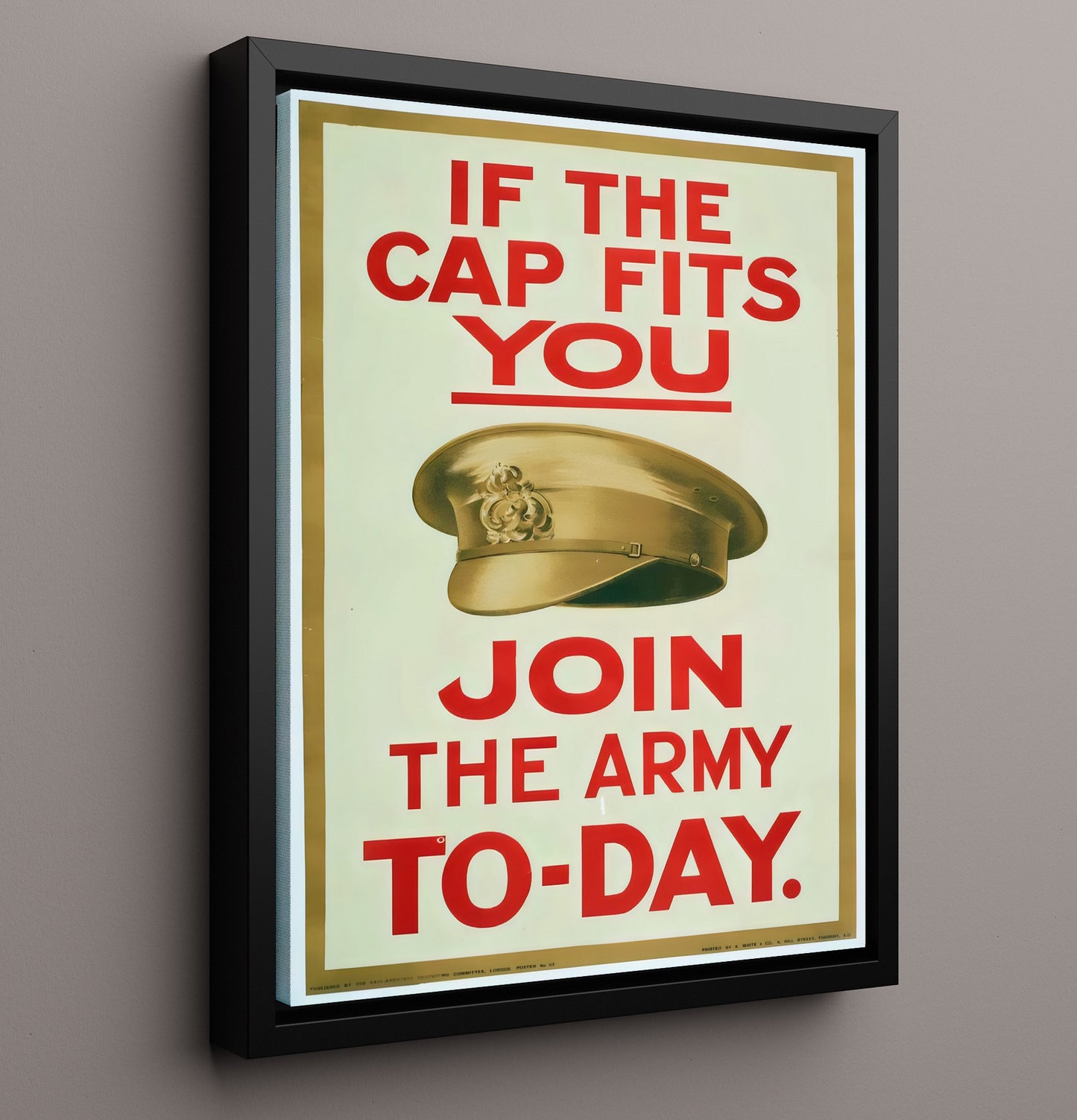 If The Cap Fits - Join Up Today war poster wall art 16x20 Framed Canvas