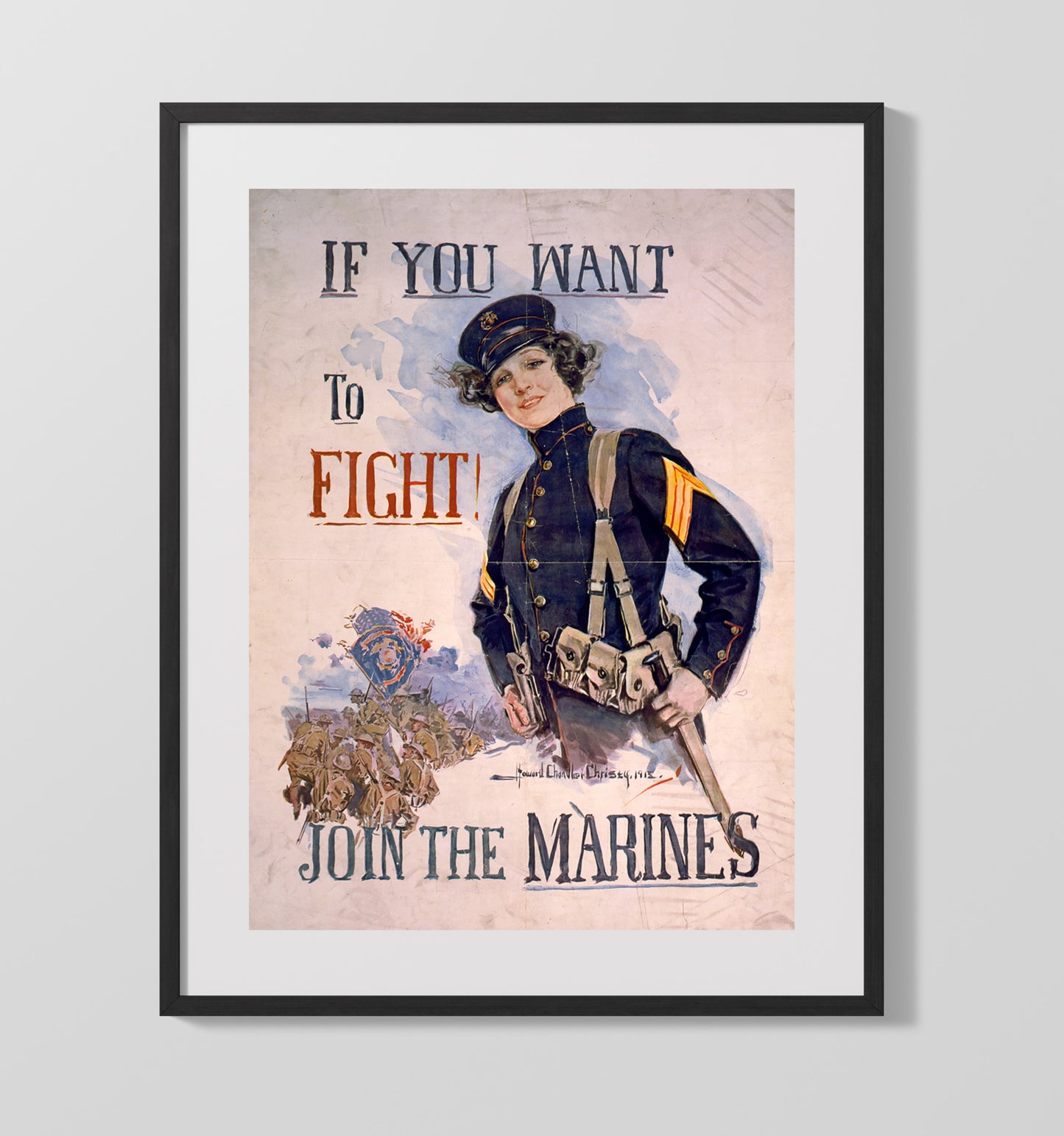 If You Want to Fight Join the Marines war poster wall art 16x20 Gallery Frame