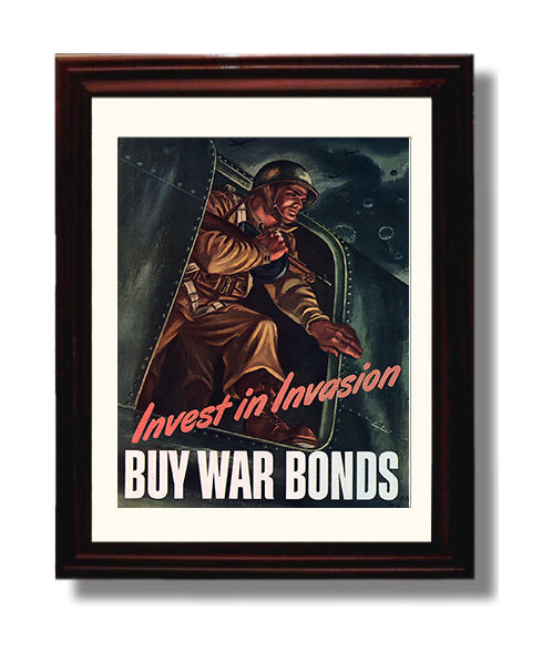Invest In Invasion Buy War Bonds war poster wall art 8x10 Beveled Frame