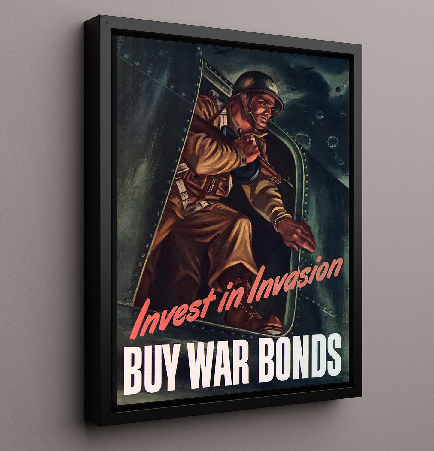 Invest In Invasion Buy War Bonds war poster wall art 16x20 Framed Canvas