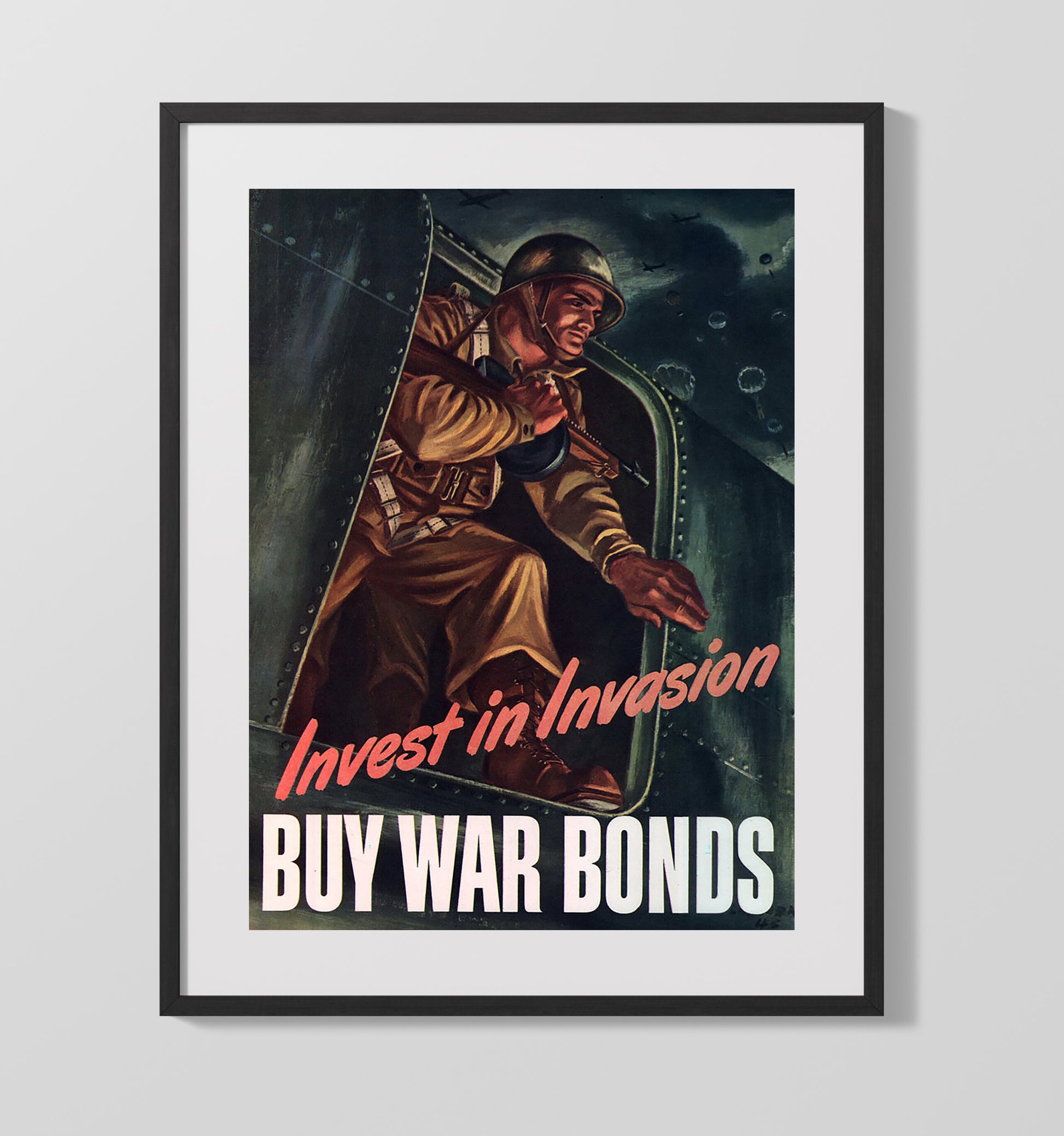 Invest In Invasion Buy War Bonds war poster wall art 16x20 Gallery Frame