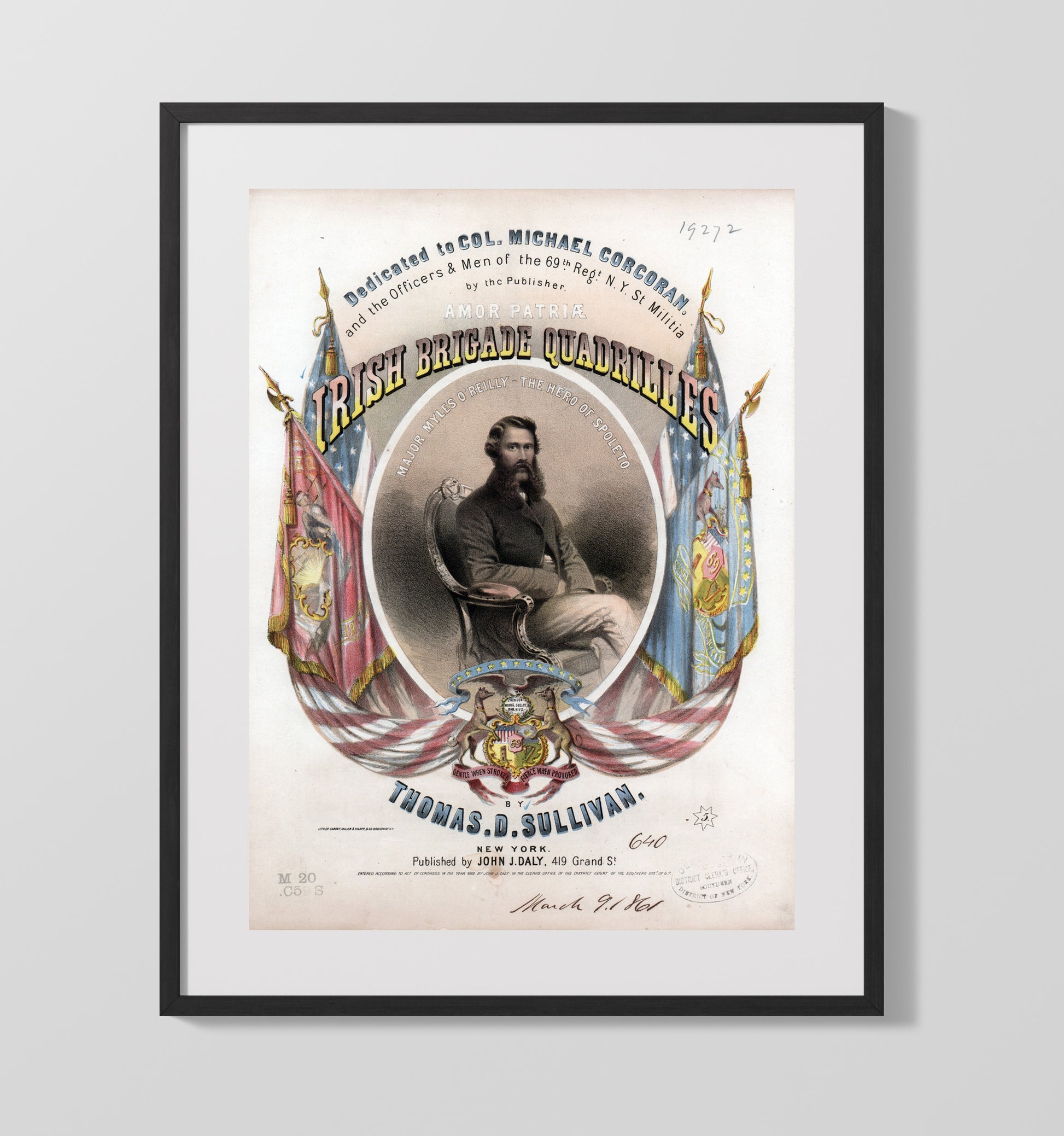 Irish Brigade Quadrilles Thomas Sullivan war poster wall art 16x20 Gallery Frame