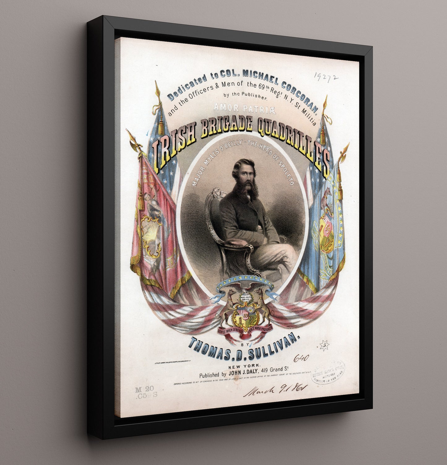 Irish Brigade Quadrilles Thomas Sullivan war poster wall art 16x20 Framed Canvas