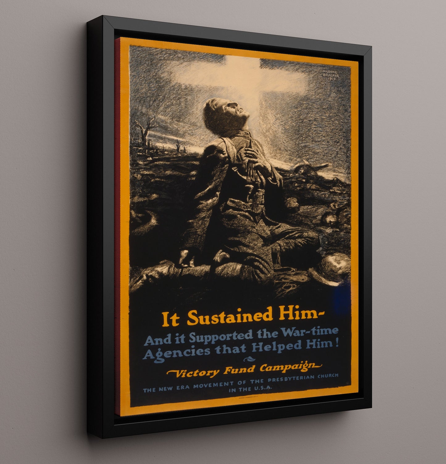 It Sustained Him The Presbyterian Fund war poster wall art 16x20 Framed Canvas