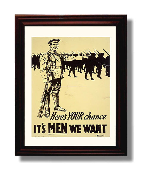 It's Men We Want war poster wall art 8x10 Beveled Frame