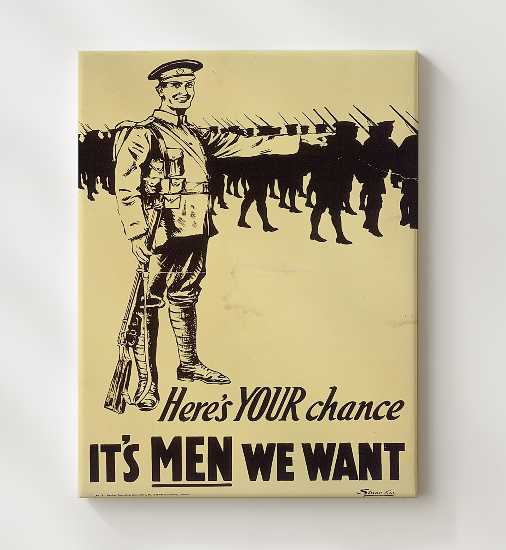 It's Men We Want vintage war poster canvas wall art 20x24 Canvas
