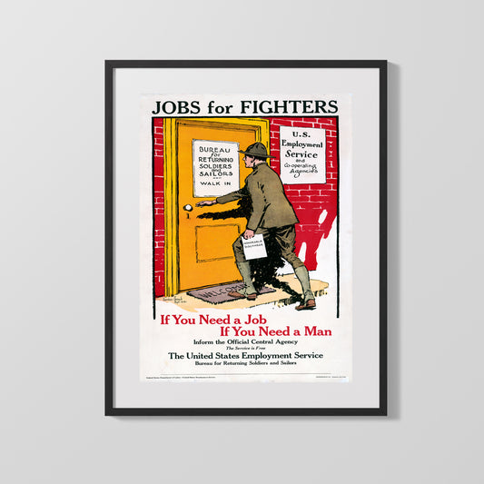 Vintage War Poster - Jobs for Fighters