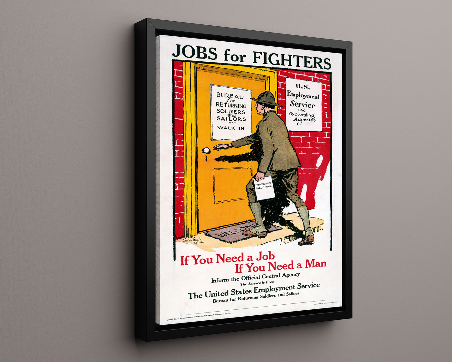 Vintage War Poster - Jobs for Fighters