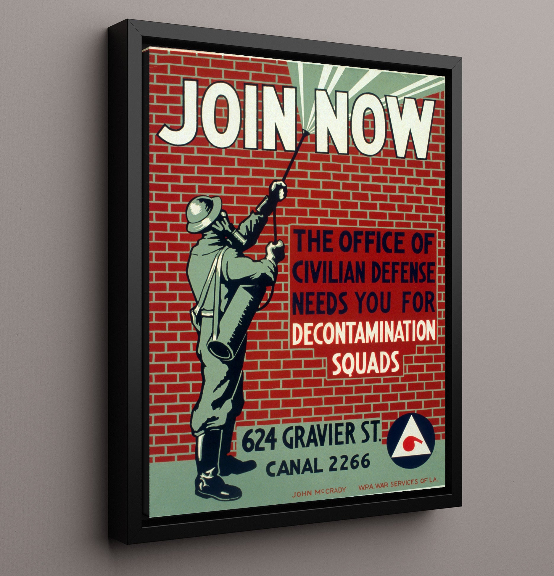 Join Now Civilian Defense Decontamination Squads war poster wall art 16x20 Framed Canvas