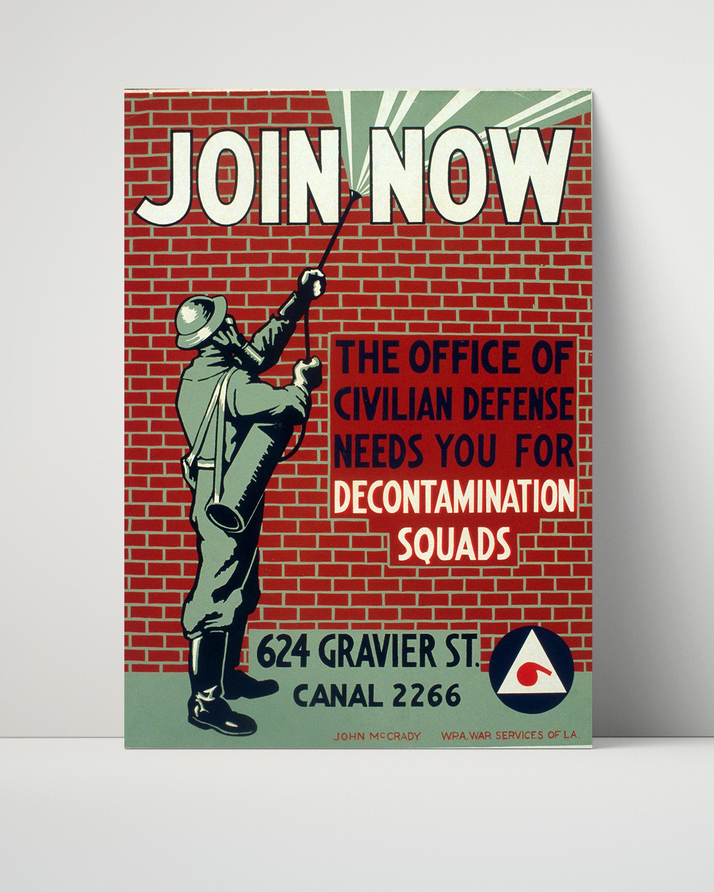 Vintage War Poster - Join Now Civilian Defense Decontamination Squads