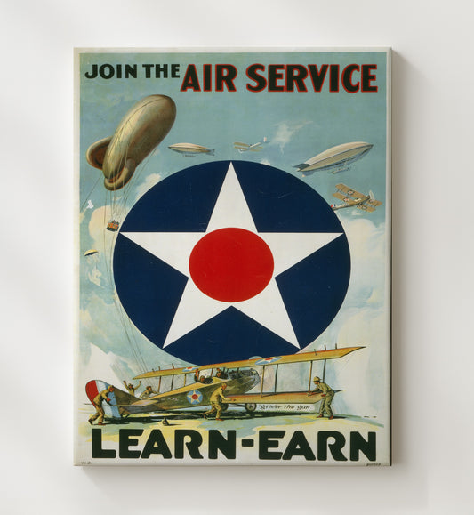 Join The Air Service World War I vintage war poster canvas wall art 20x24 Canvas