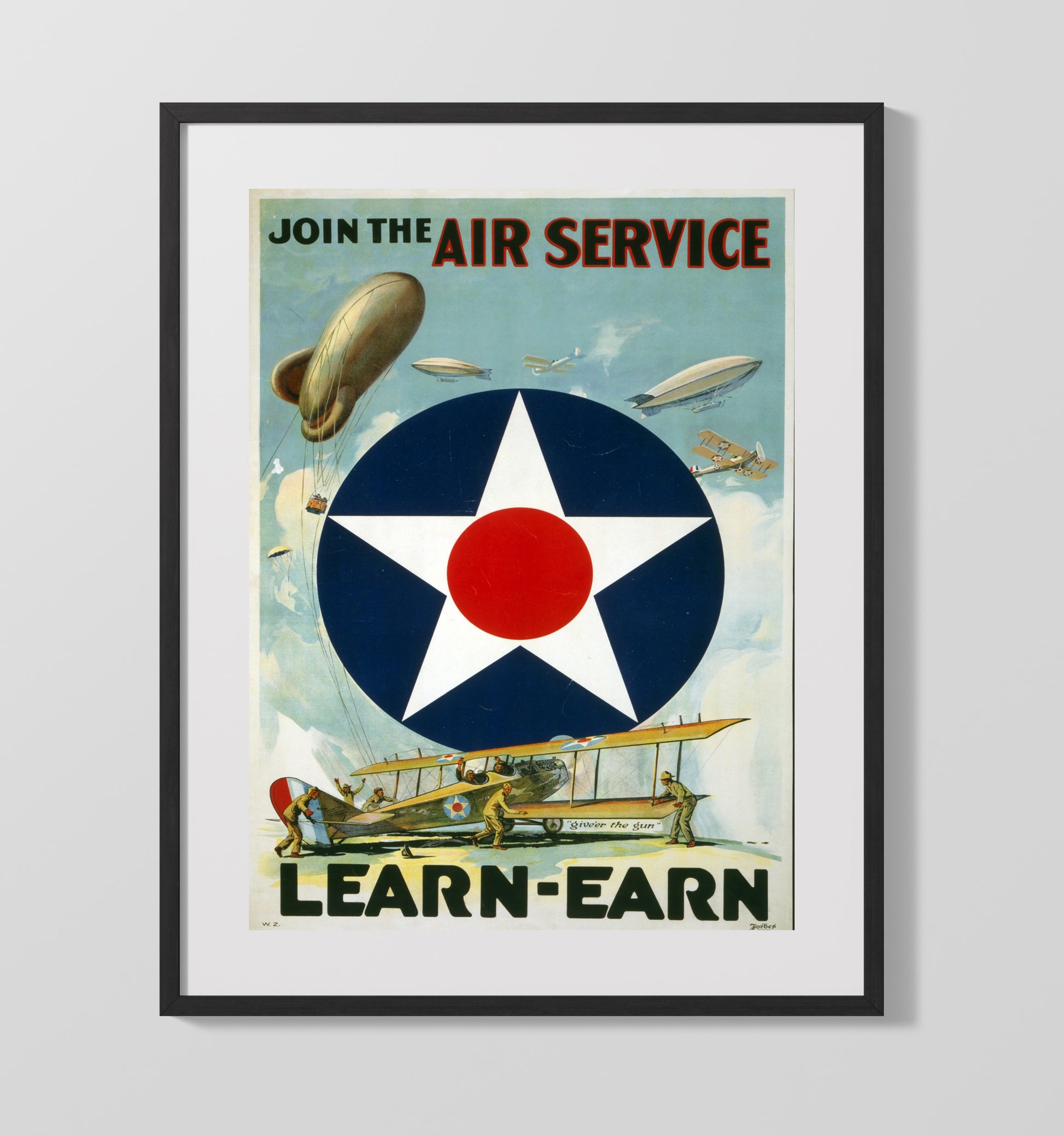 Join The Air Service WWI war poster wall art 16x20 Gallery Frame