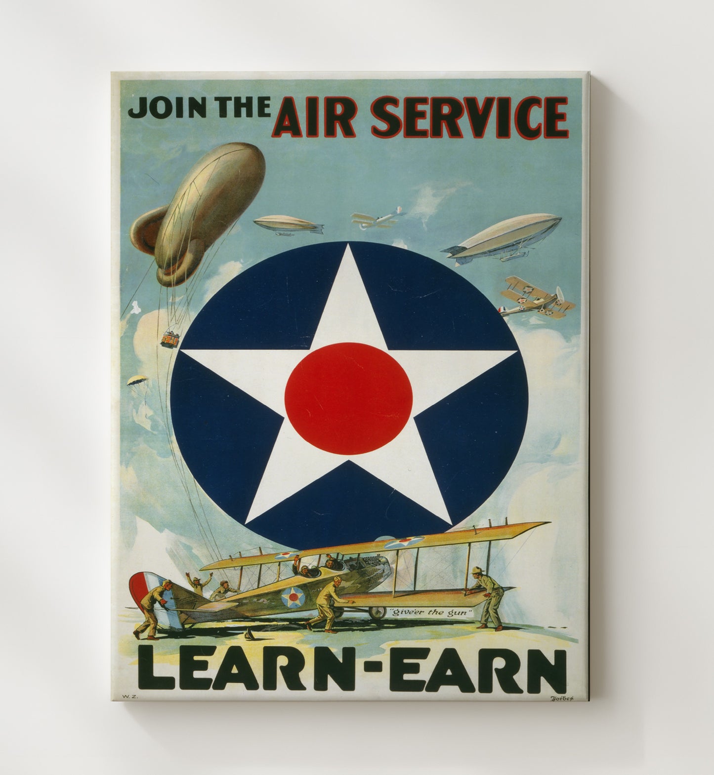 Join The Air Service WWI war poster wall art 20x24 Canvas