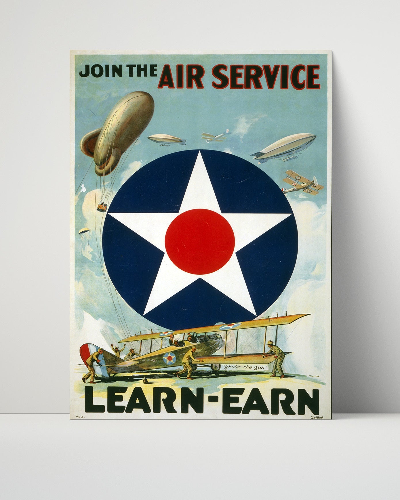 Vintage War Poster Unframed- Join The Air Service WWI