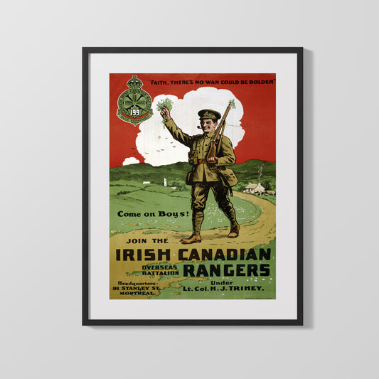 Vintage War Poster - Join The Irish Canadian Rangers
