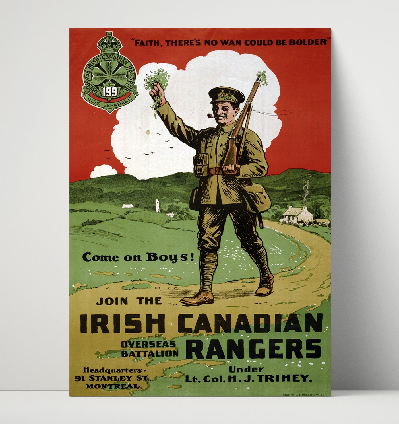 Join The Irish Canadian Rangers war poster wall art 16x20 Unframed Print