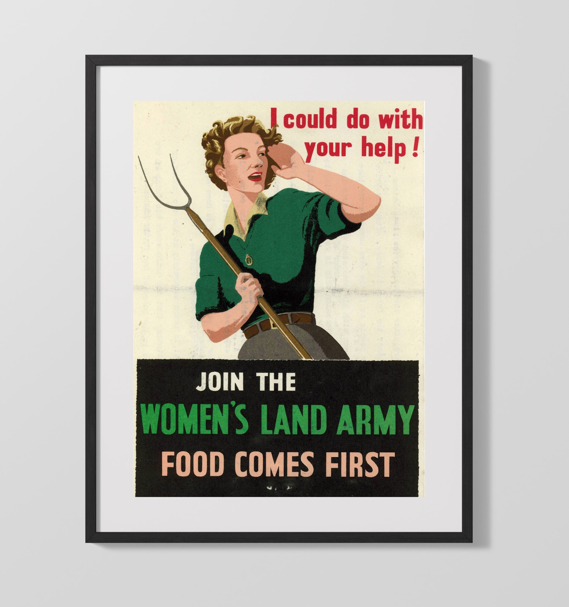 Join The Women's Land Army war poster wall art 16x20 Gallery Frame