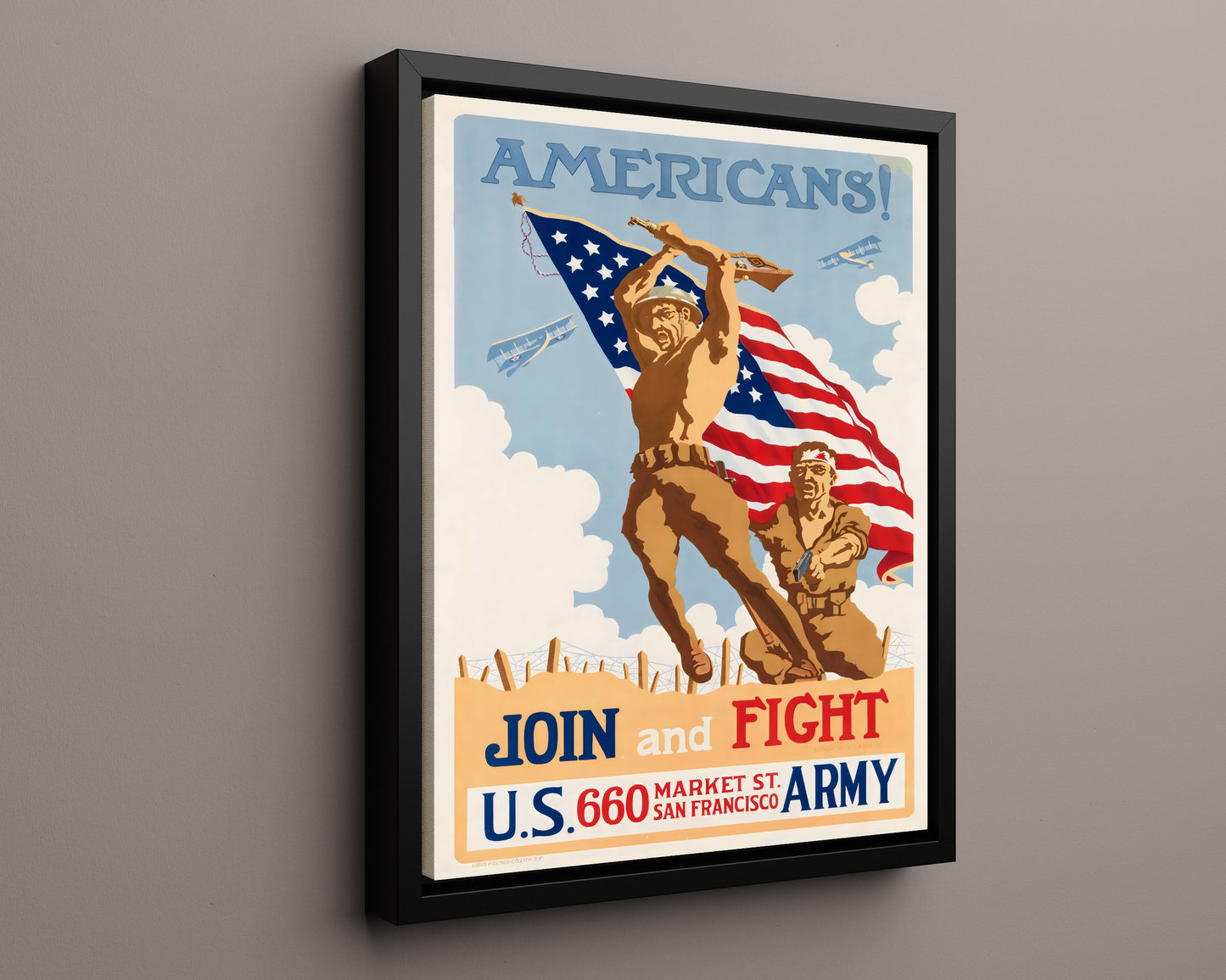 Vintage War Poster - Join and Fight - Flag Charge