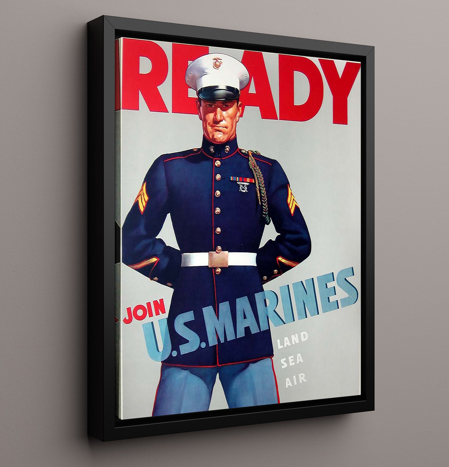 Join the Marines War Poster war poster wall art 16x20 Framed Canvas